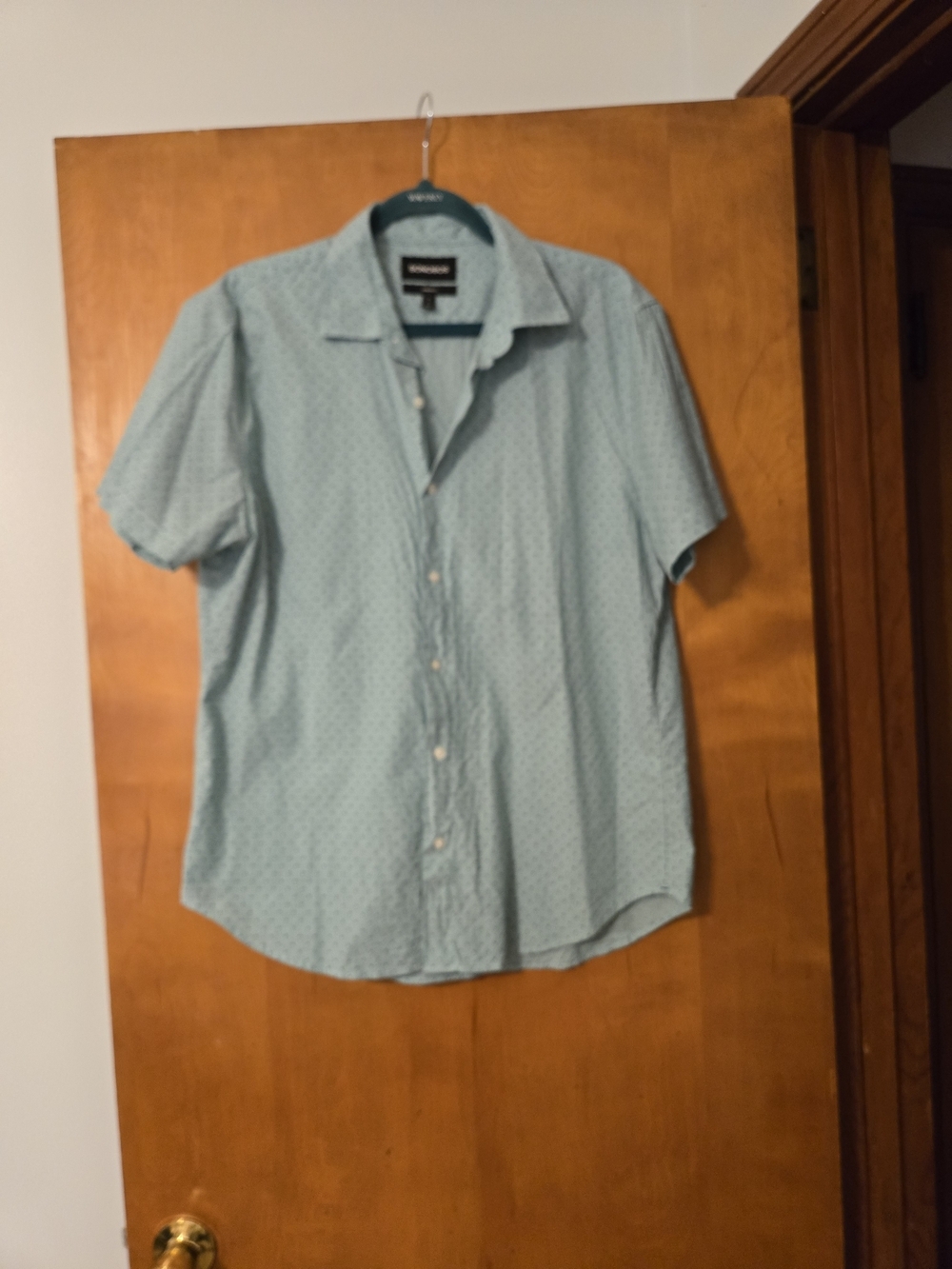 Bonobos Standard Fit Blue & Green Polka Dot Button Down Short Sleeve Shirt L